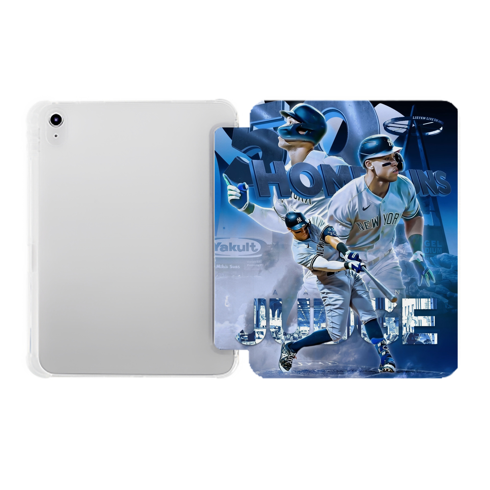 Aaron Judge 50 Home Runs Premium Tri-Fold PU Leather & Silicone IPad Case With Pencil Slot – Fits 9.5,10.5,10.9 – Adjustable Stand, Slim, Protective